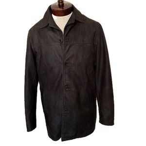 Vera Pelle Via Dei Leoni Genuine Lambskin Leather Button Car‎ Coat Men's SZ 40US